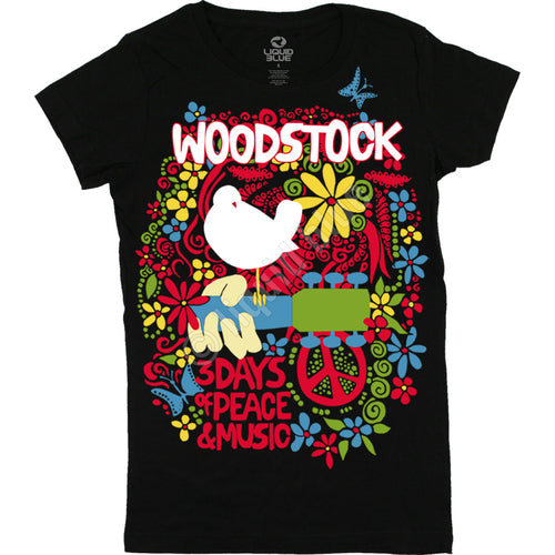 Woodstock Aquarian Exposition Juniors Long Length Short-Sleeve T-Shirt