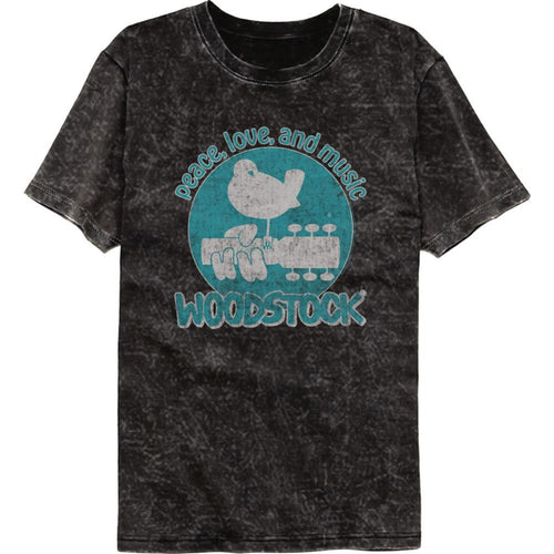 Woodstock Peace Love And Music Adult Short-Sleeve Mineral Wash T-Shirt