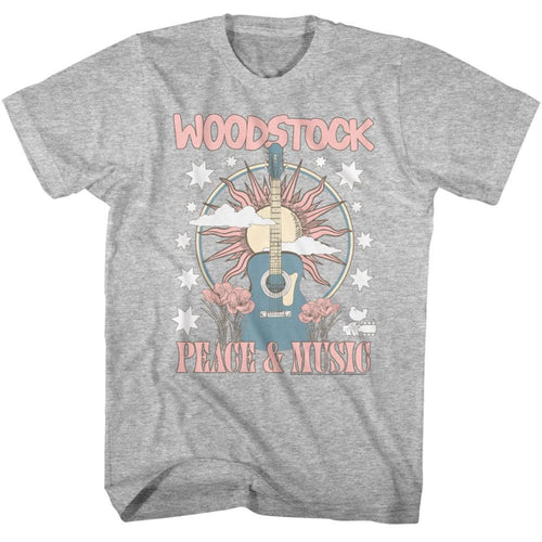 Woodstock Guitar And Sun Adult Short-Sleeve T-Shirt
