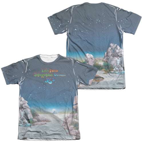 Yes Special Order Topographic Oceans (Front/Back Print) Men's Regular Fit 65% Poly 35% Cotton Short-Sleeve T-Shirt