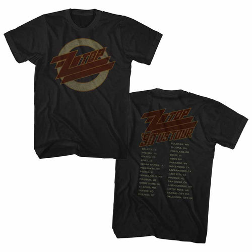 ZZ Top 1990 Us Tour Adult Short-Sleeve T-Shirt